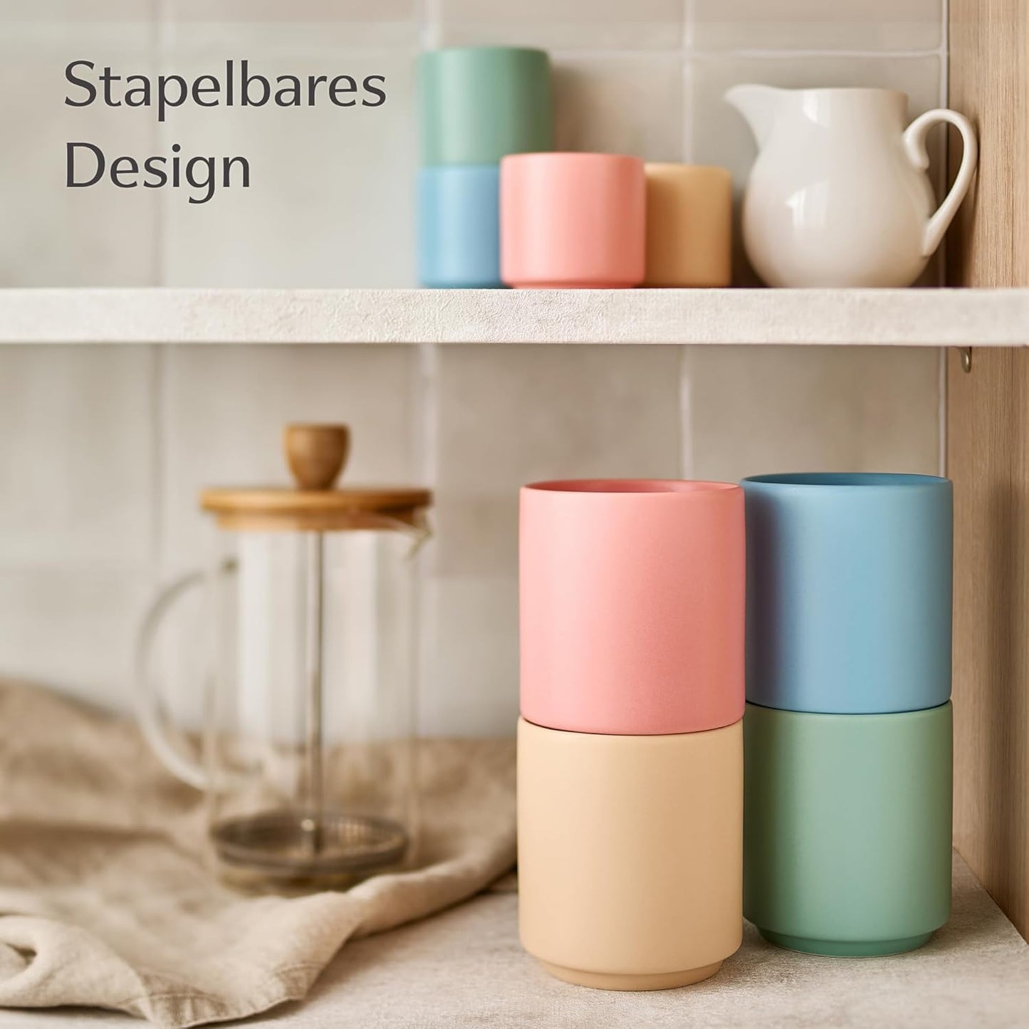 Cappuccino Tassen Set Stapelbar