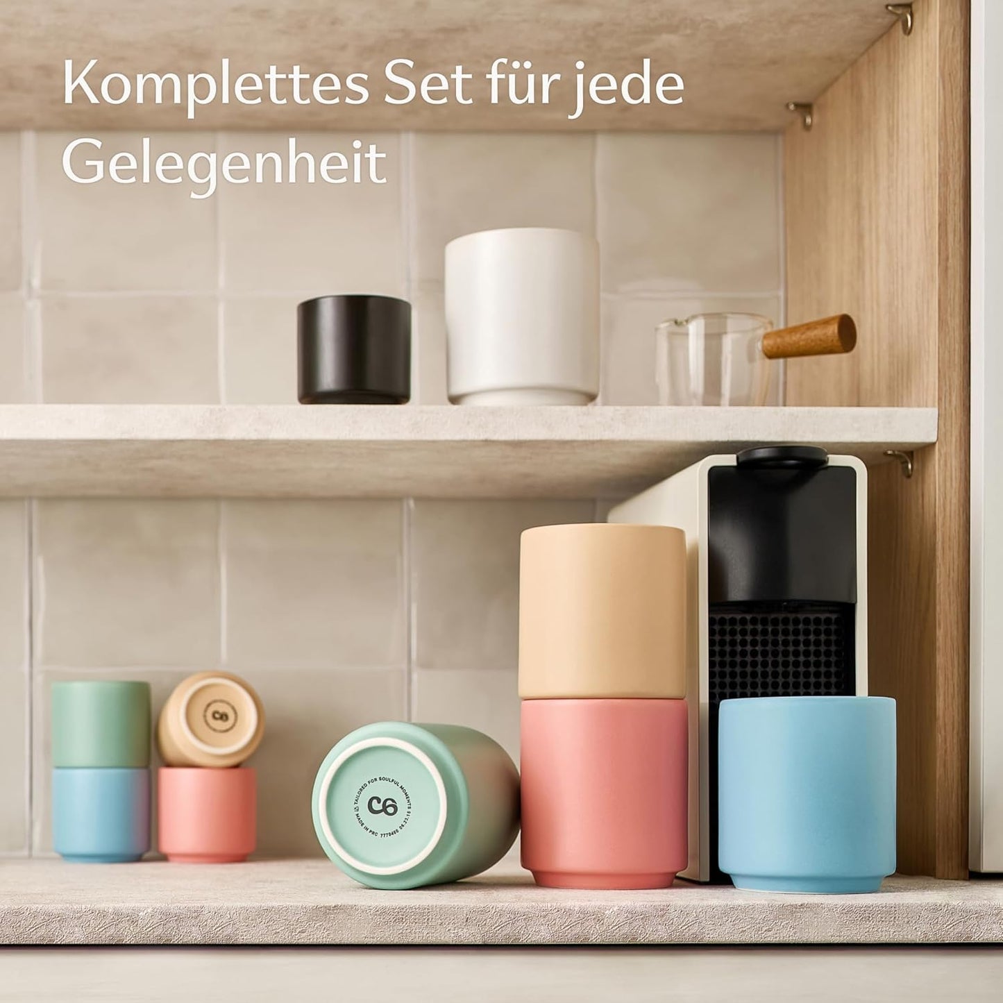 Cappuccino Tassen Set Stapelbar