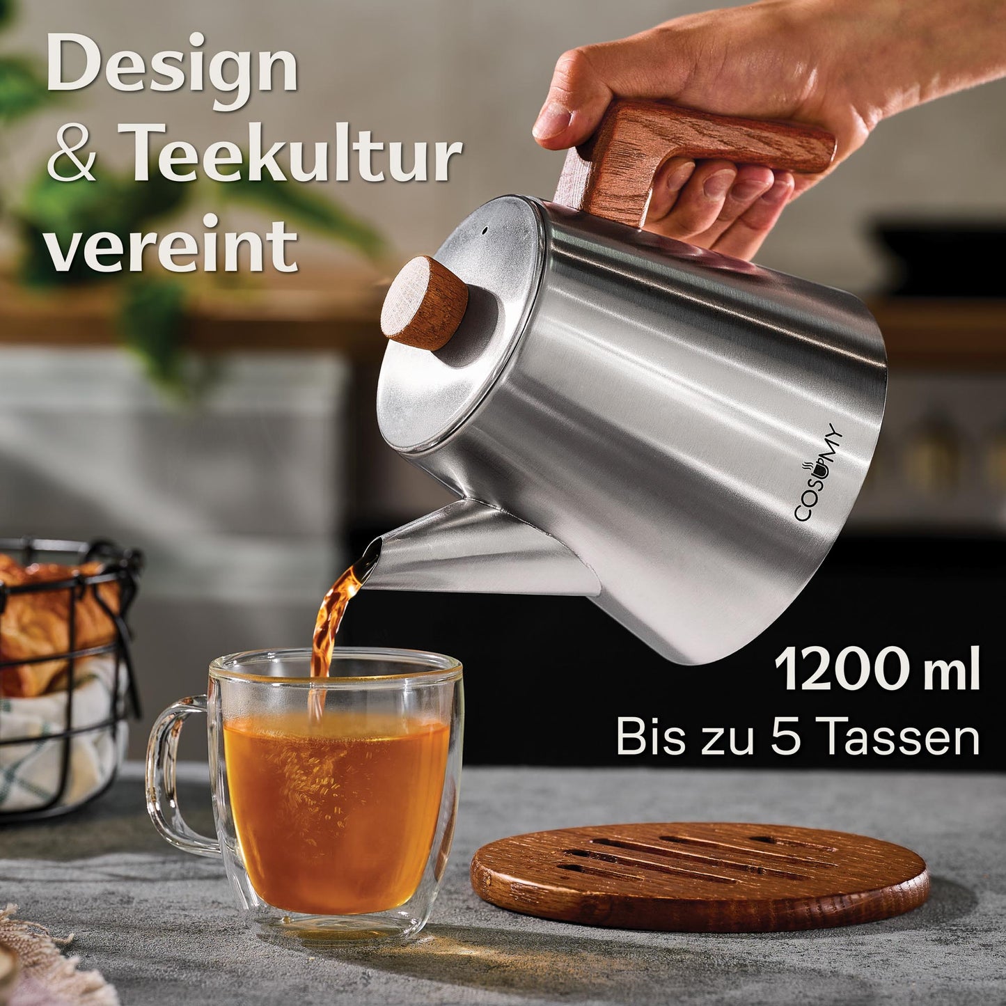 Teekanne Edelstahl 1,2l