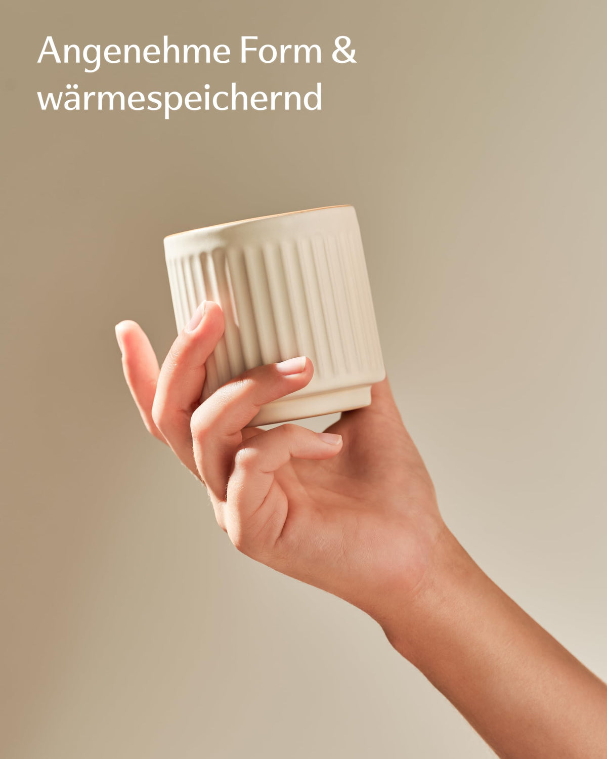 Kaffeetassen Set Rythm Vertikal Beige ohne Henkel – Bild 6 – Cosumy