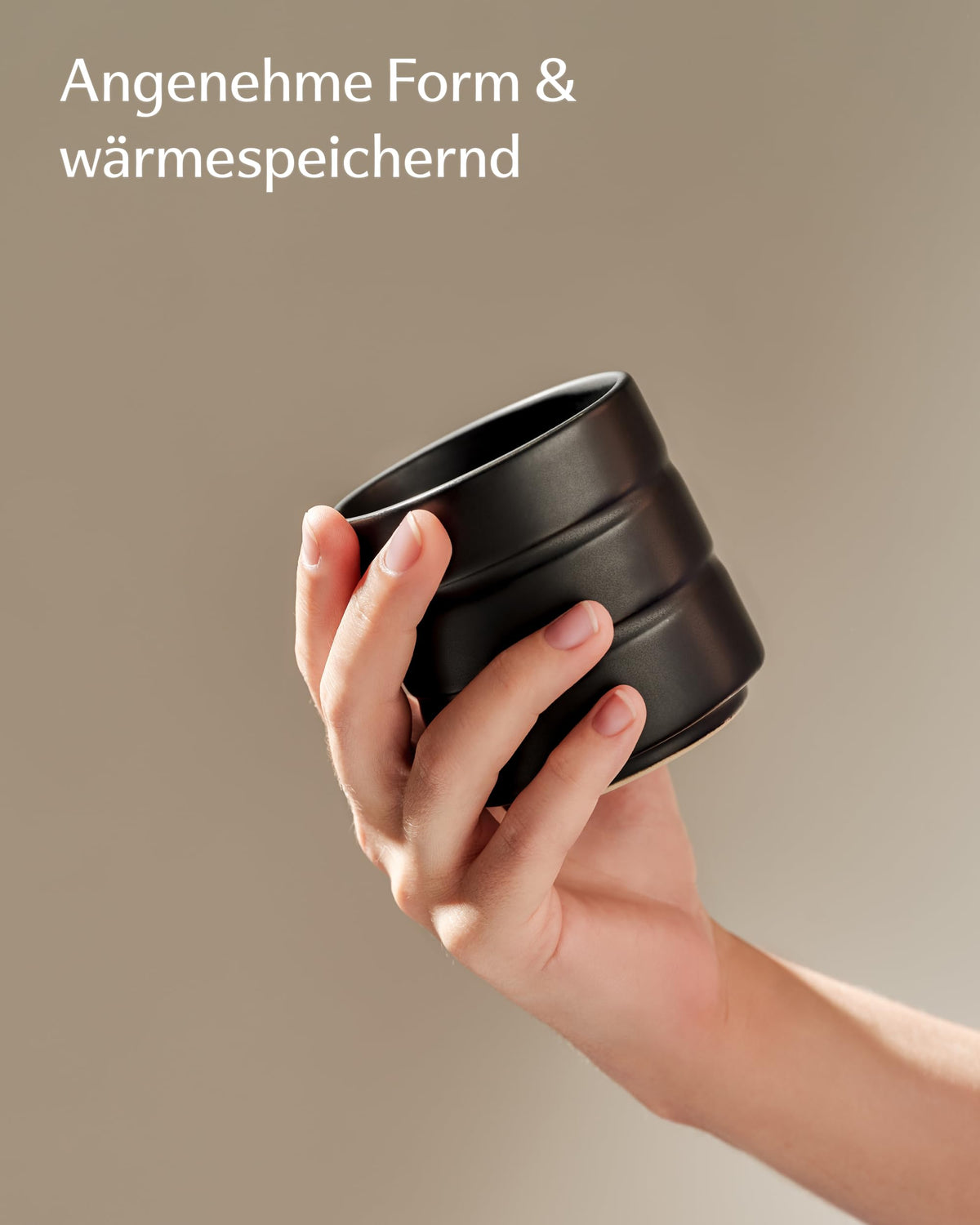 Kaffeetassen Set Rythm Schwarz ohne Henkel – Bild 6 – Cosumy