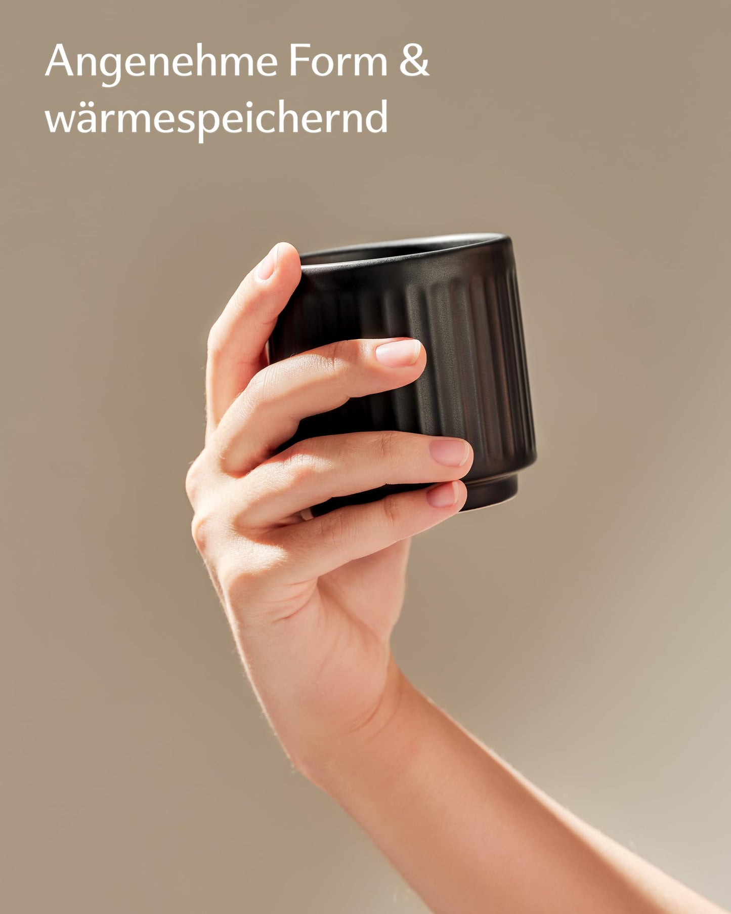Kaffeetassen Set Rythm Vertikal Schwarz ohne Henkel – Bild 6 – Cosumy
