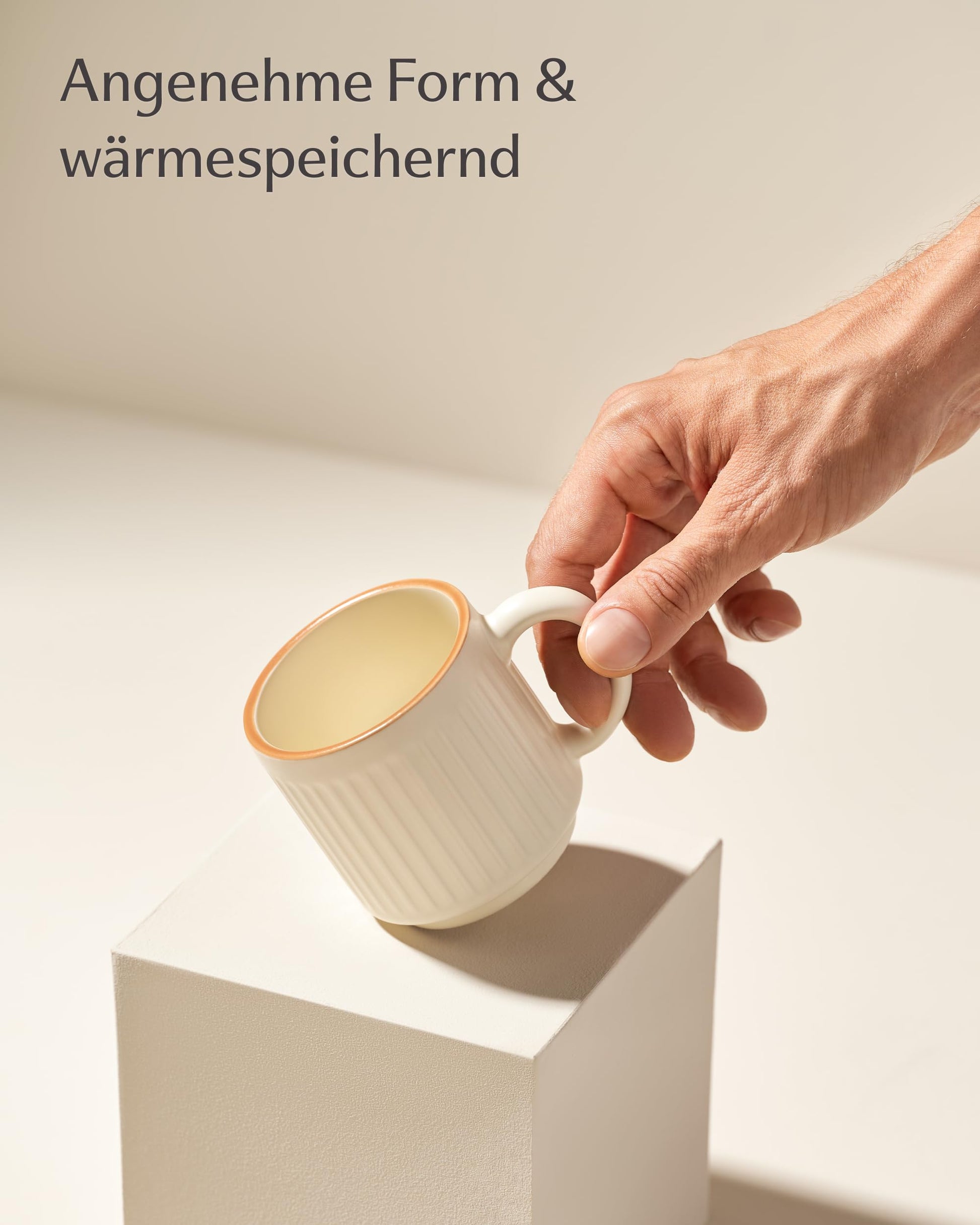Kaffeetassen Set Rythm Vertikal Beige mit Henkel – Bild 6 – Cosumy