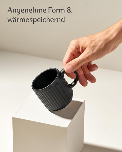 Kaffeetassen Set Rythm Vertikal Schwarz mit Henkel – Bild 6 – Cosumy
