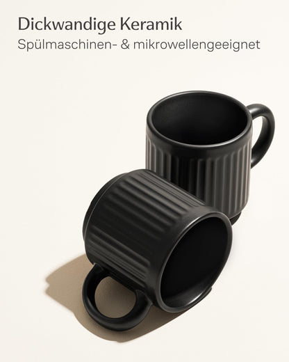 Kaffeetassen Set Rythm Vertikal Schwarz mit Henkel – Bild 4 – Cosumy