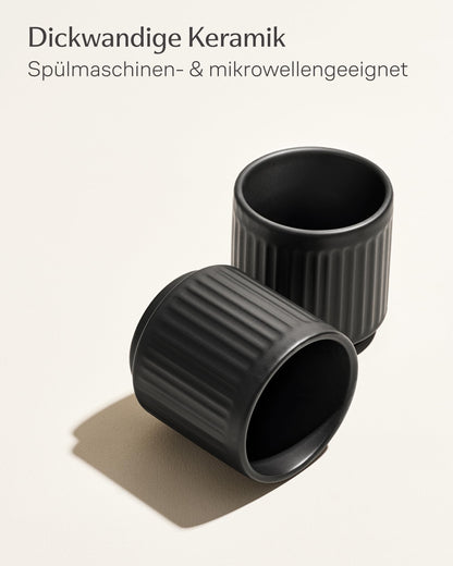 Kaffeetassen Set Rythm Vertikal Schwarz ohne Henkel – Bild 4 – Cosumy