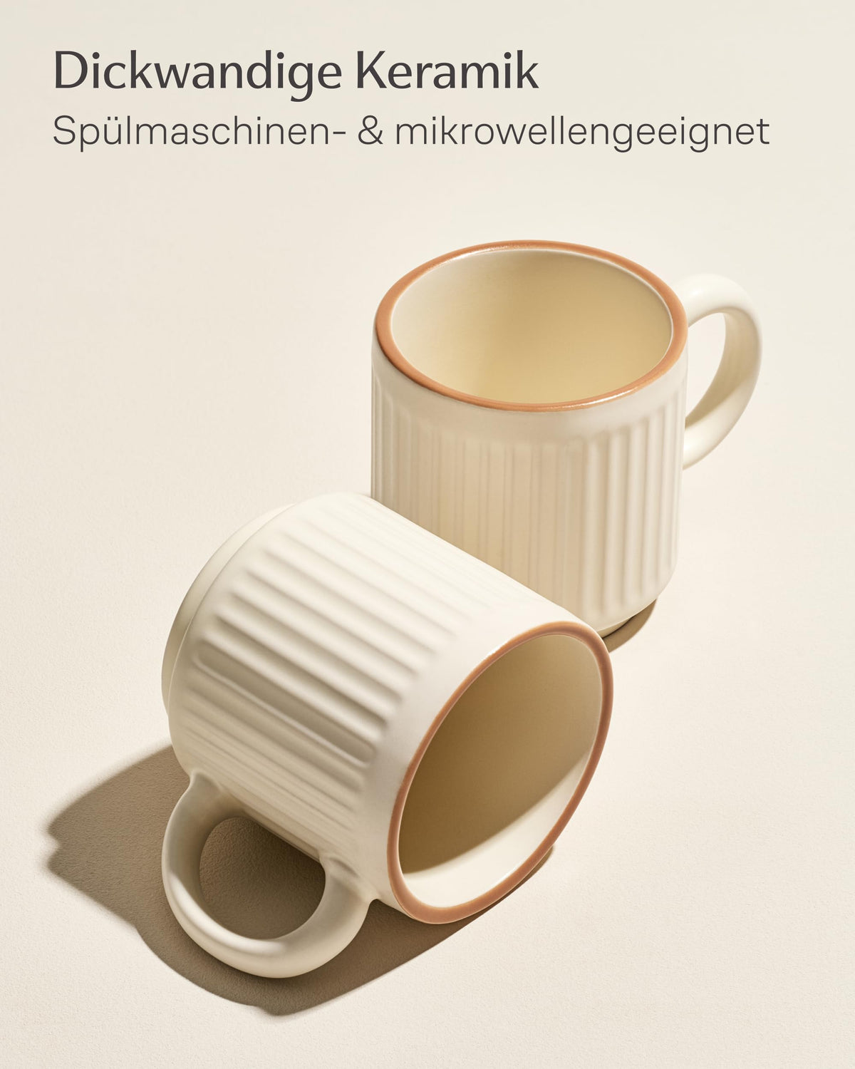 Kaffeetassen Set Rythm Vertikal Beige mit Henkel – Bild 4 – Cosumy