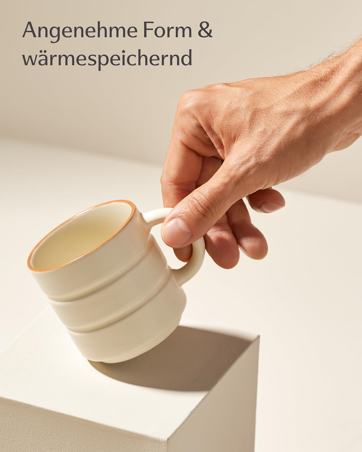 Kaffeetassen Set Rythm Beige mit Henkel – Bild 6 – Cosumy