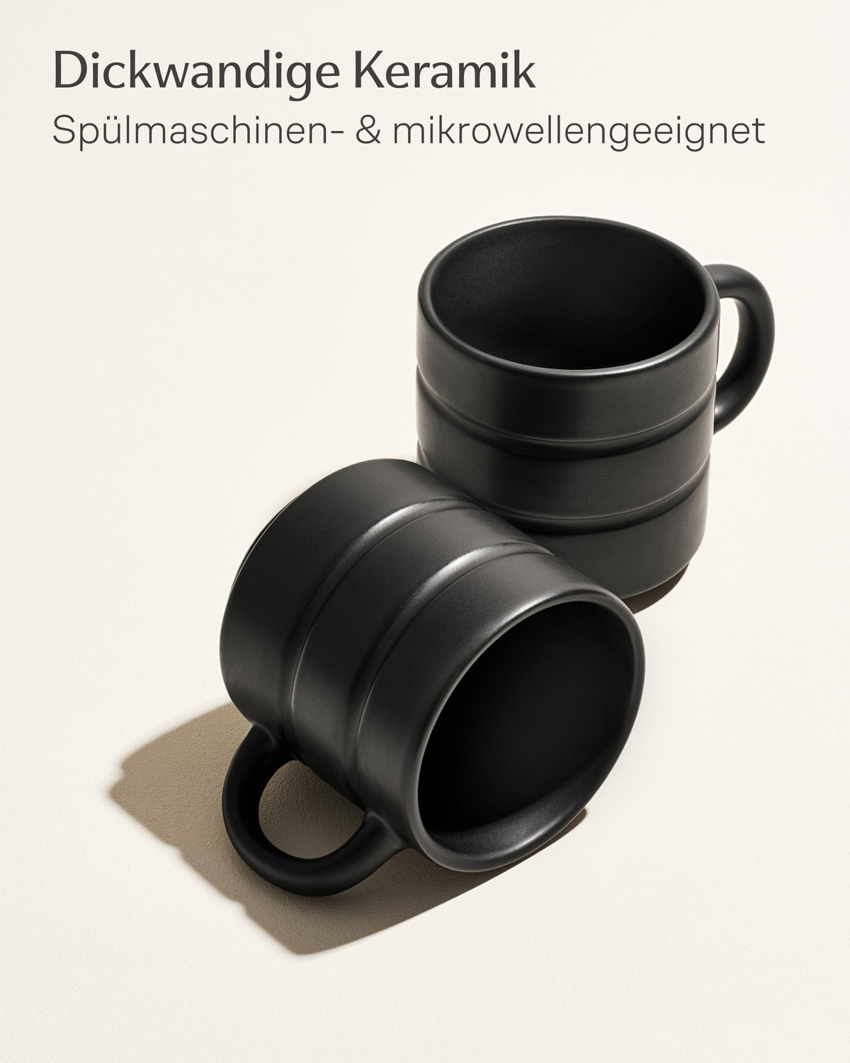 Kaffeetassen Set Rythm Schwarz mit Henkel – Bild 4 – Cosumy