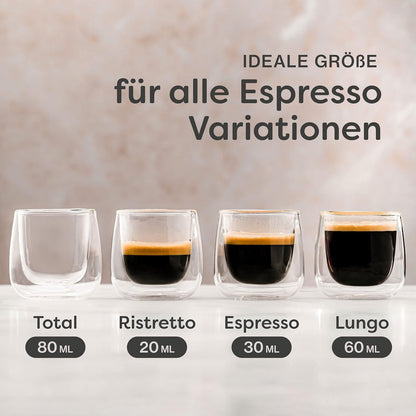 Espressogläser Set Doppelwandige