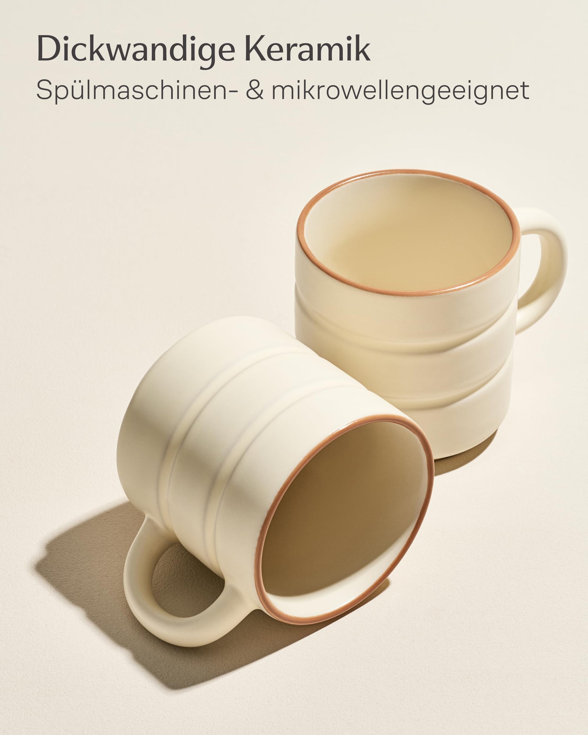 Kaffeetassen Set Rythm Beige mit Henkel – Bild 4 – Cosumy