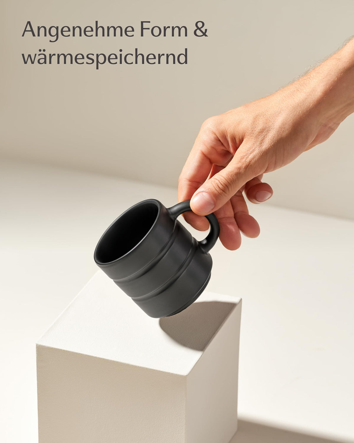 Kaffeetassen Set Rythm Schwarz mit Henkel – Bild 6 – Cosumy