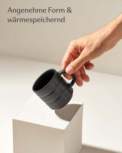 Kaffeetassen Set Rythm Schwarz mit Henkel – Bild 6 – Cosumy