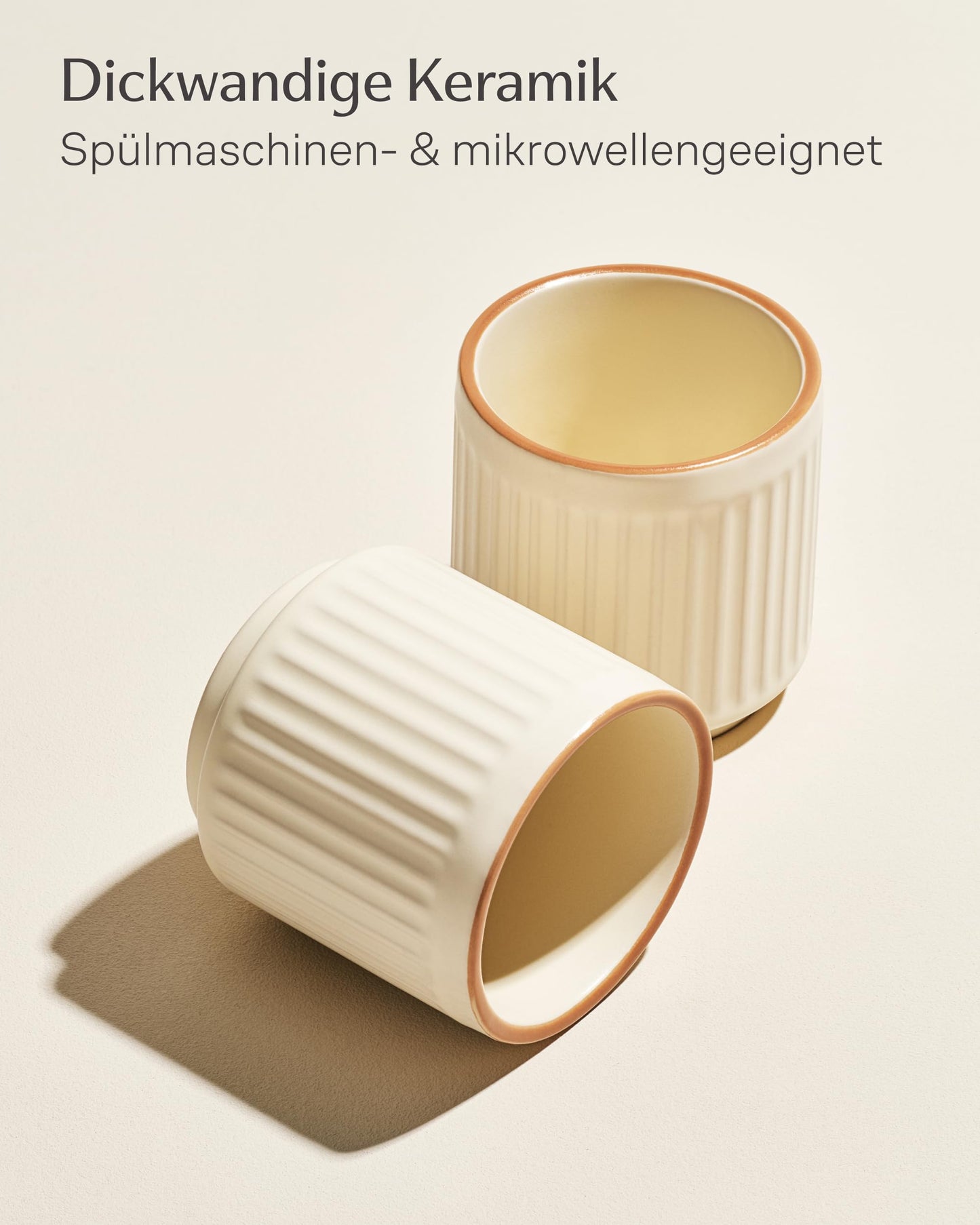 Kaffeetassen Set Rythm Vertikal Beige ohne Henkel – Bild 4 – Cosumy