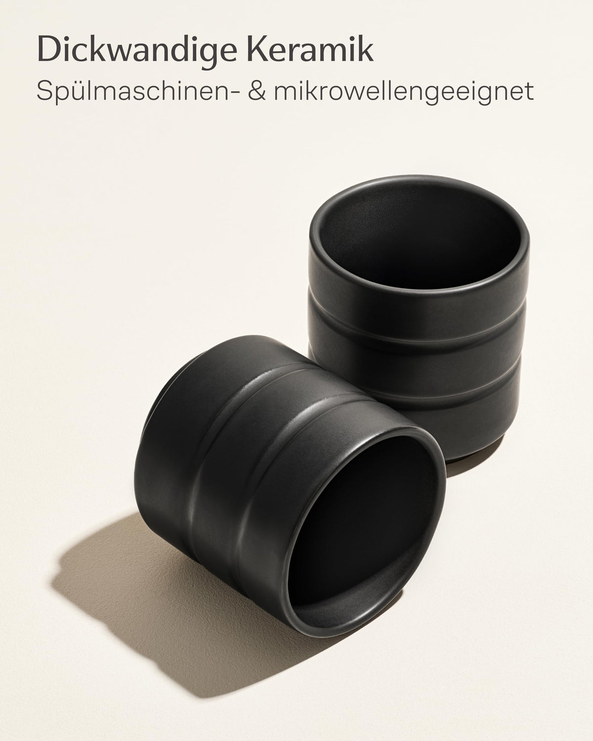 Kaffeetassen Set Rythm Schwarz ohne Henkel – Bild 4 – Cosumy