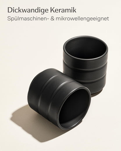 Kaffeetassen Set Rythm Schwarz ohne Henkel – Bild 4 – Cosumy