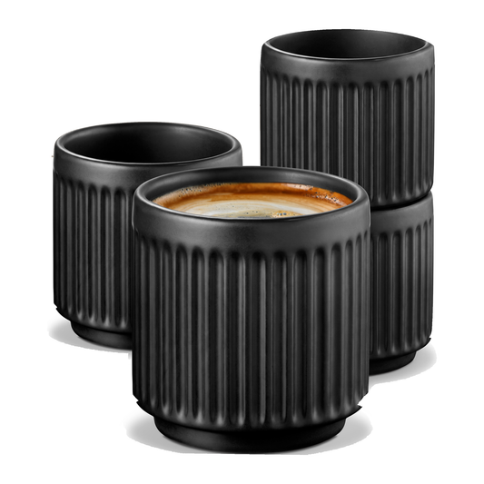 Kaffeetassen Set Rythm Vertikal Schwarz ohne Henkel – Hauptbild – Cosumy
