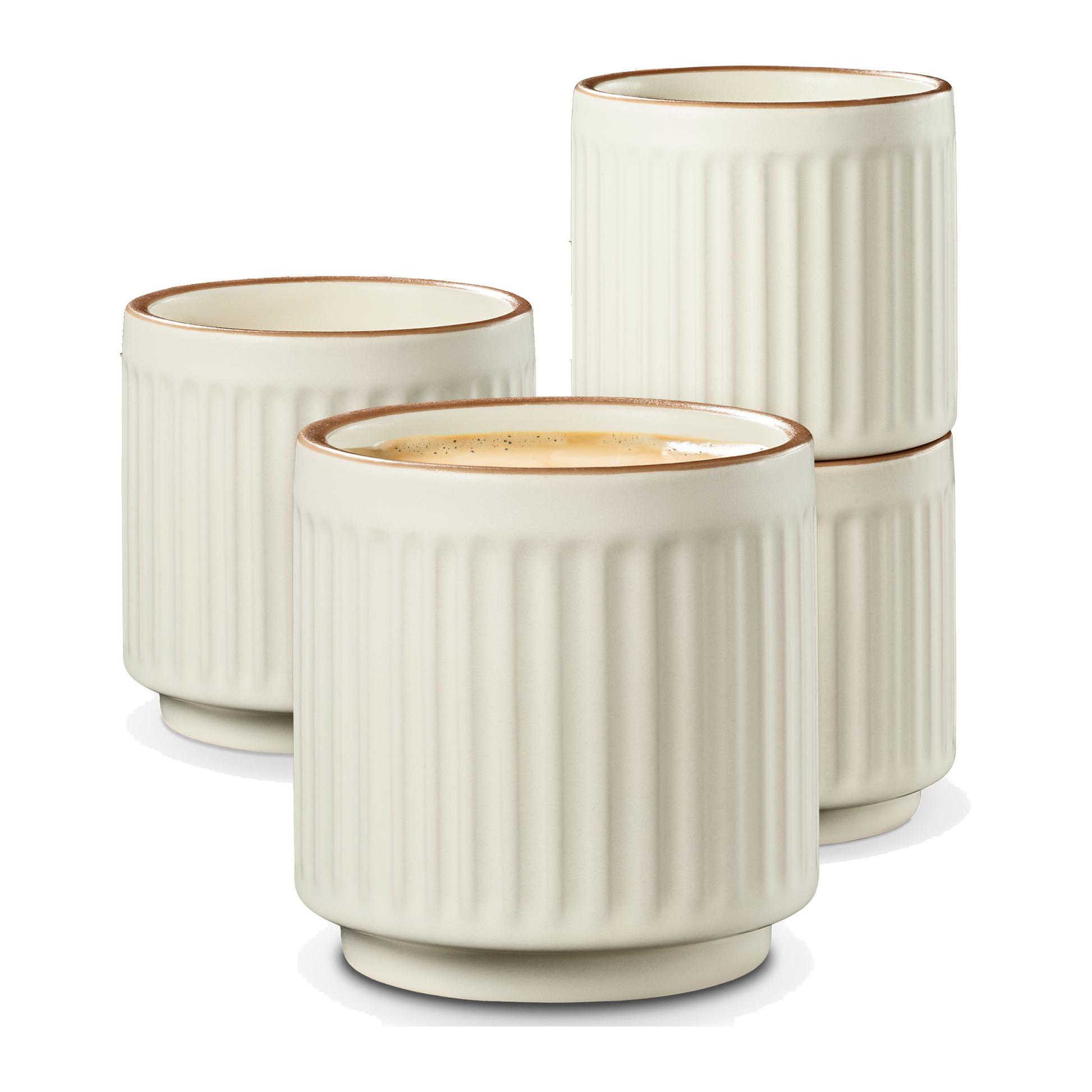 Kaffeetassen Set Rythm Vertikal Beige ohne Henkel – Hauptbild – Cosumy