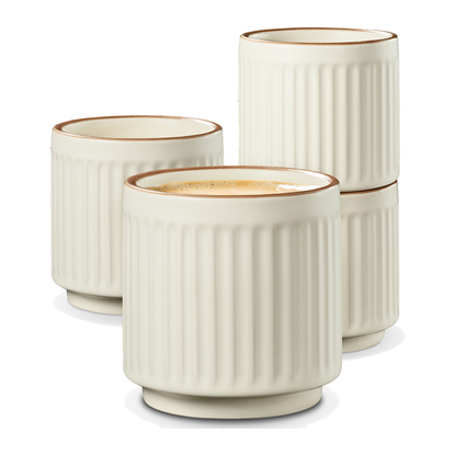 Kaffeetassen Set Rythm Vertikal Beige ohne Henkel – Hauptbild – Cosumy