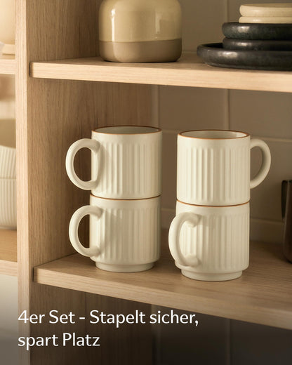 Kaffeetassen Set Rythm Vertikal Beige mit Henkel – Bild 2 – Cosumy