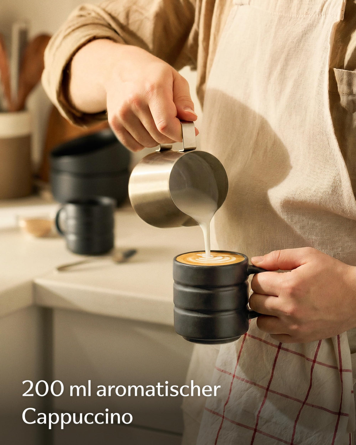 Kaffeetassen Set Rythm Schwarz mit Henkel – Bild 3 – Cosumy