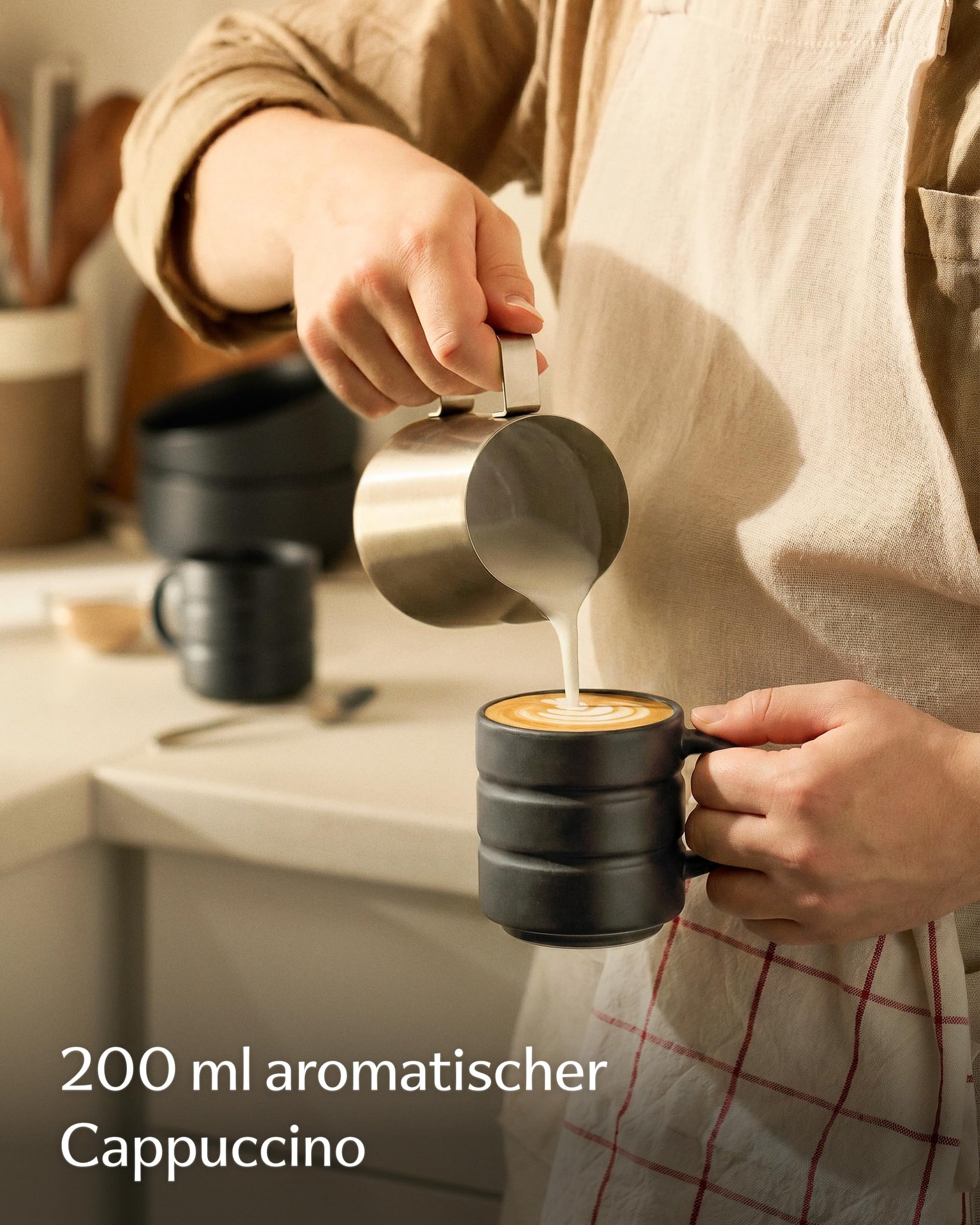 Kaffeetassen Set Rythm Schwarz mit Henkel – Bild 3 – Cosumy