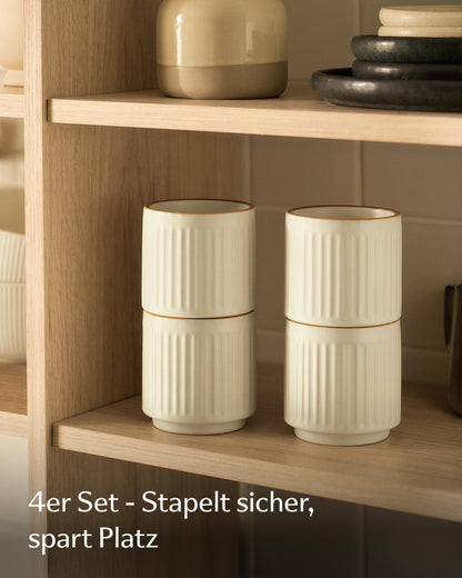 Kaffeetassen Set Rythm Vertikal Beige ohne Henkel – Bild 2 – Cosumy