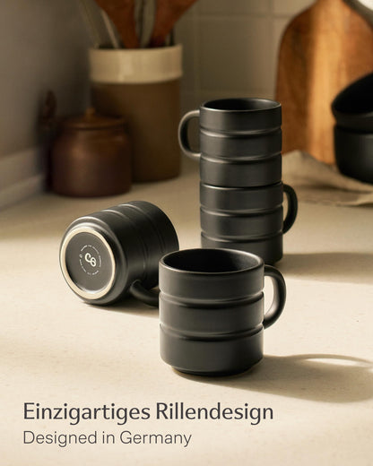Kaffeetassen Set Rythm Schwarz mit Henkel – Bild 5 – Cosumy