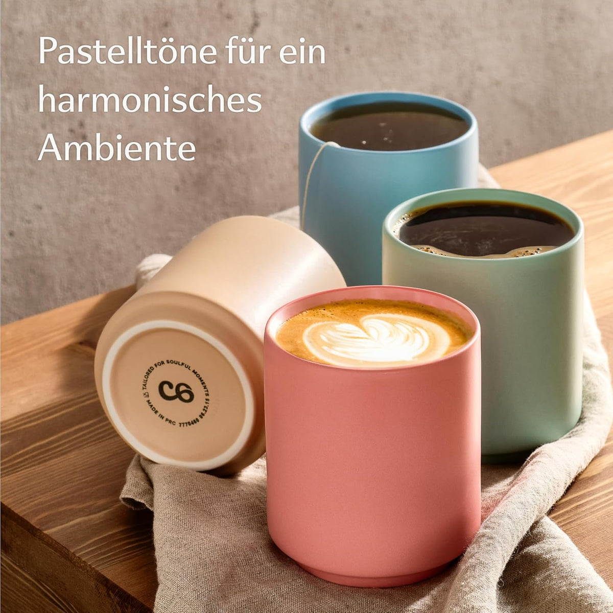 Set De 4 Tasses Cappuccino Double Paroi 230 Ml - Effet Flottant Cannelé - Résistantes Lave-Vaisselle