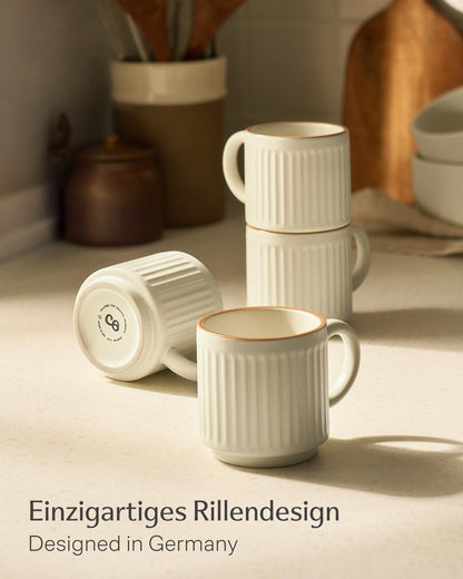 Kaffeetassen Set Rythm Vertikal Beige mit Henkel – Bild 5 – Cosumy