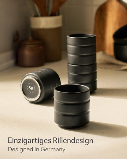 Kaffeetassen Set Rythm Schwarz ohne Henkel – Bild 5 – Cosumy
