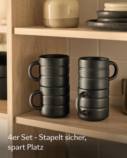 Kaffeetassen Set Rythm Schwarz mit Henkel – Bild 2 – Cosumy