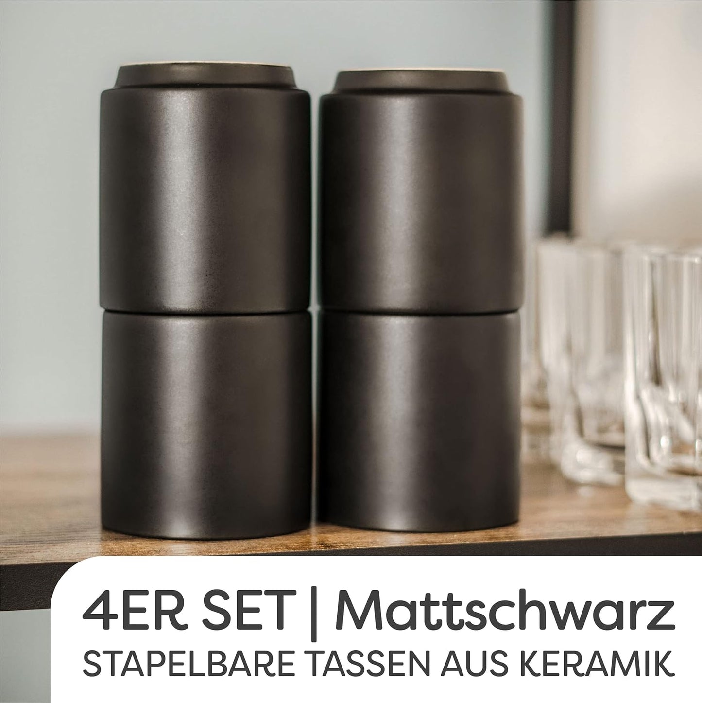Cappuccino Tassen Set Stapelbar
