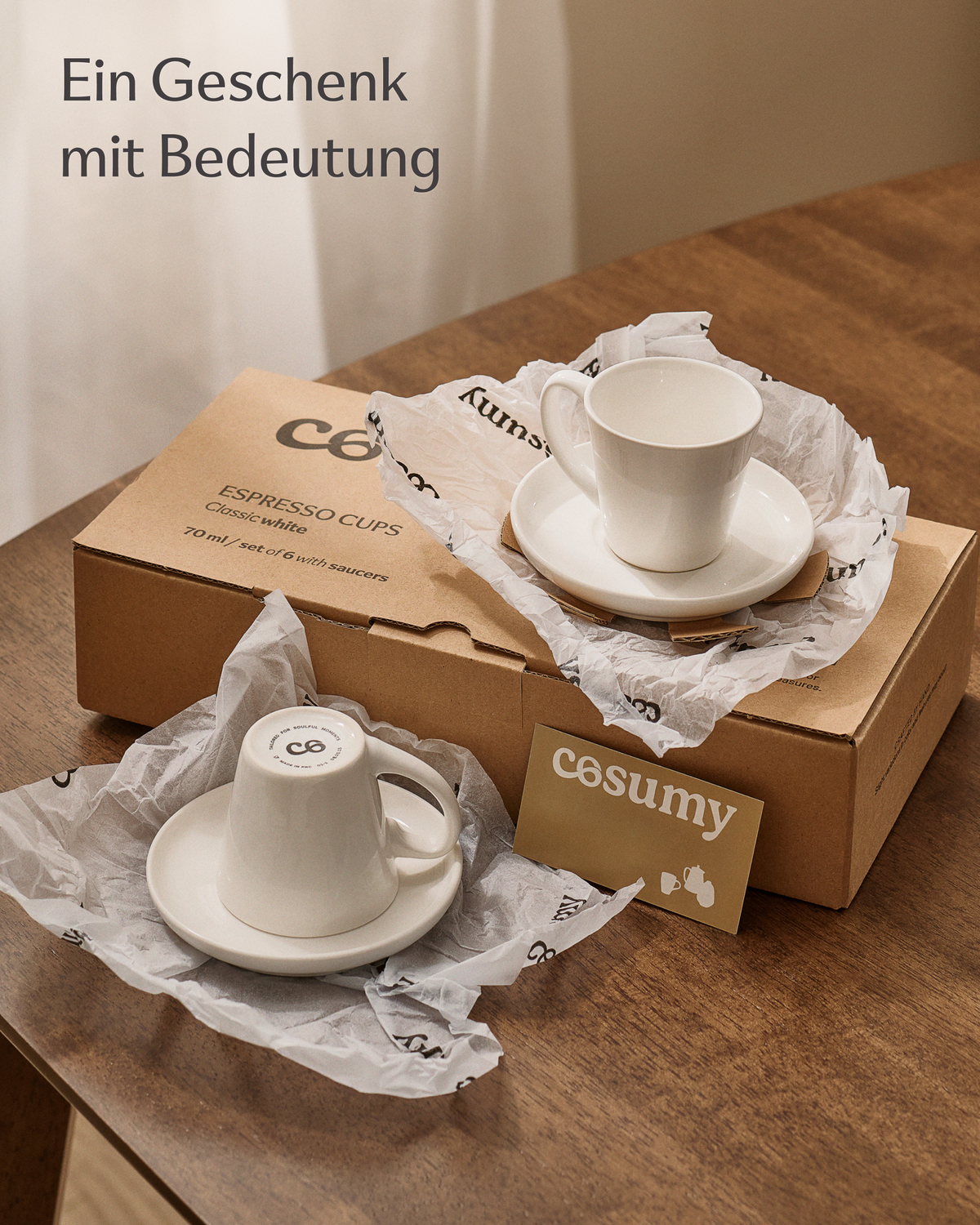Cosumy Espressotassen Set 6×70 ml – Keramik & Untertassen