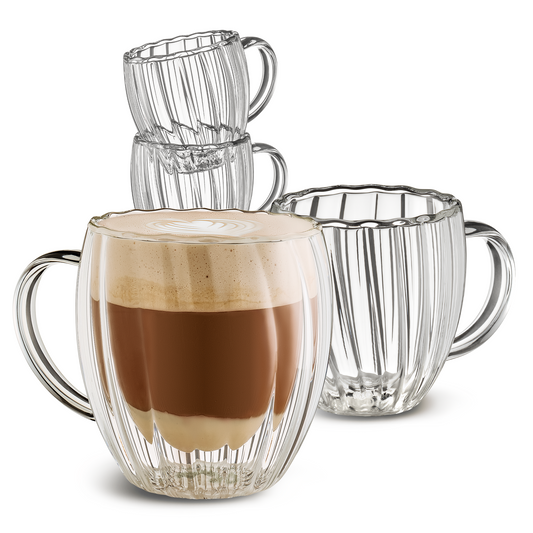Glas Tassen – doppelwandig, mit Henkel & als Set