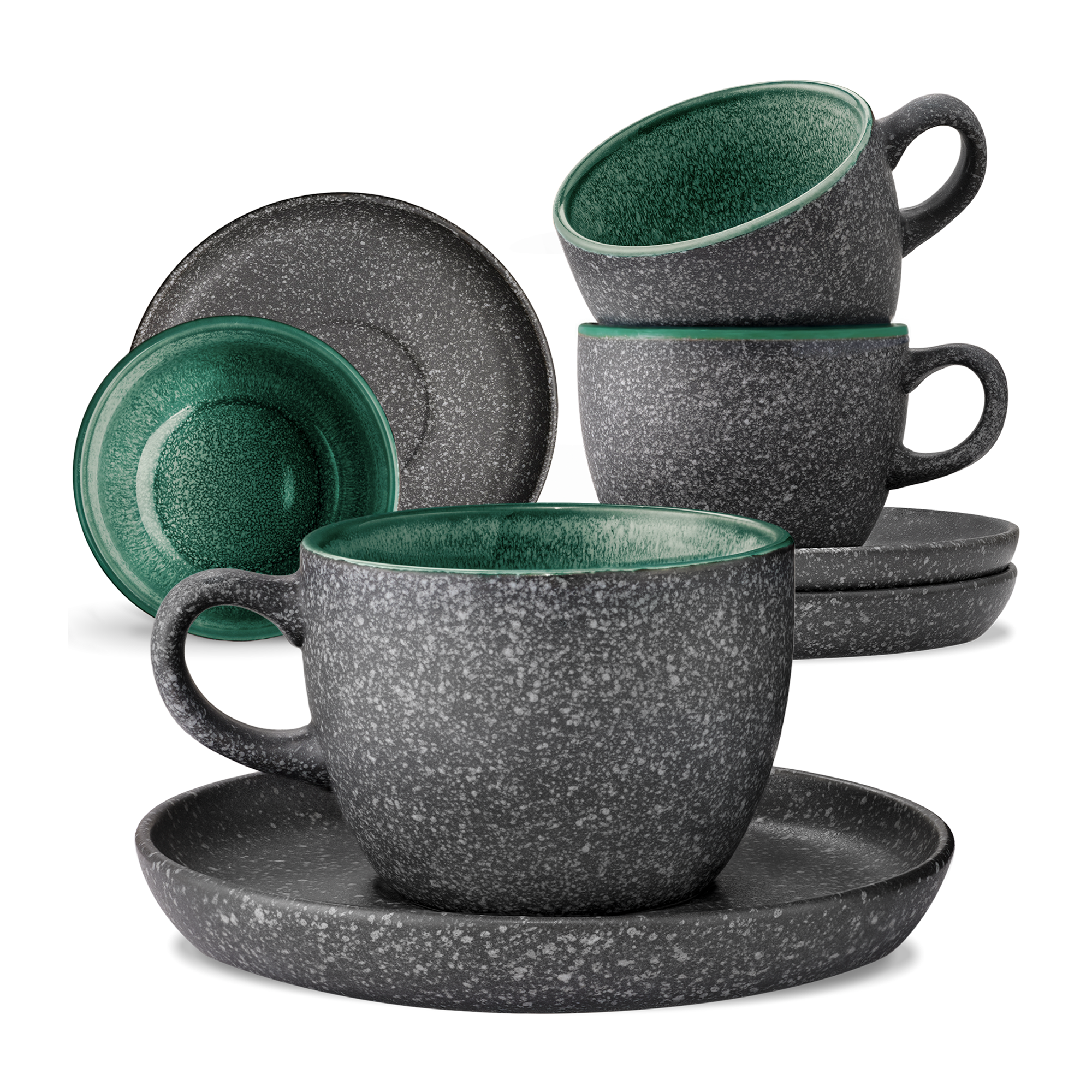 Cosumy Cappuccino-Tassen 4er Set – 200 ml Keramik & Untertassen