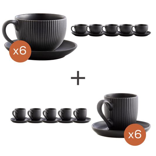 Espresso & Cappuccino Set Pure Matte Schwarz – 12 Tassen