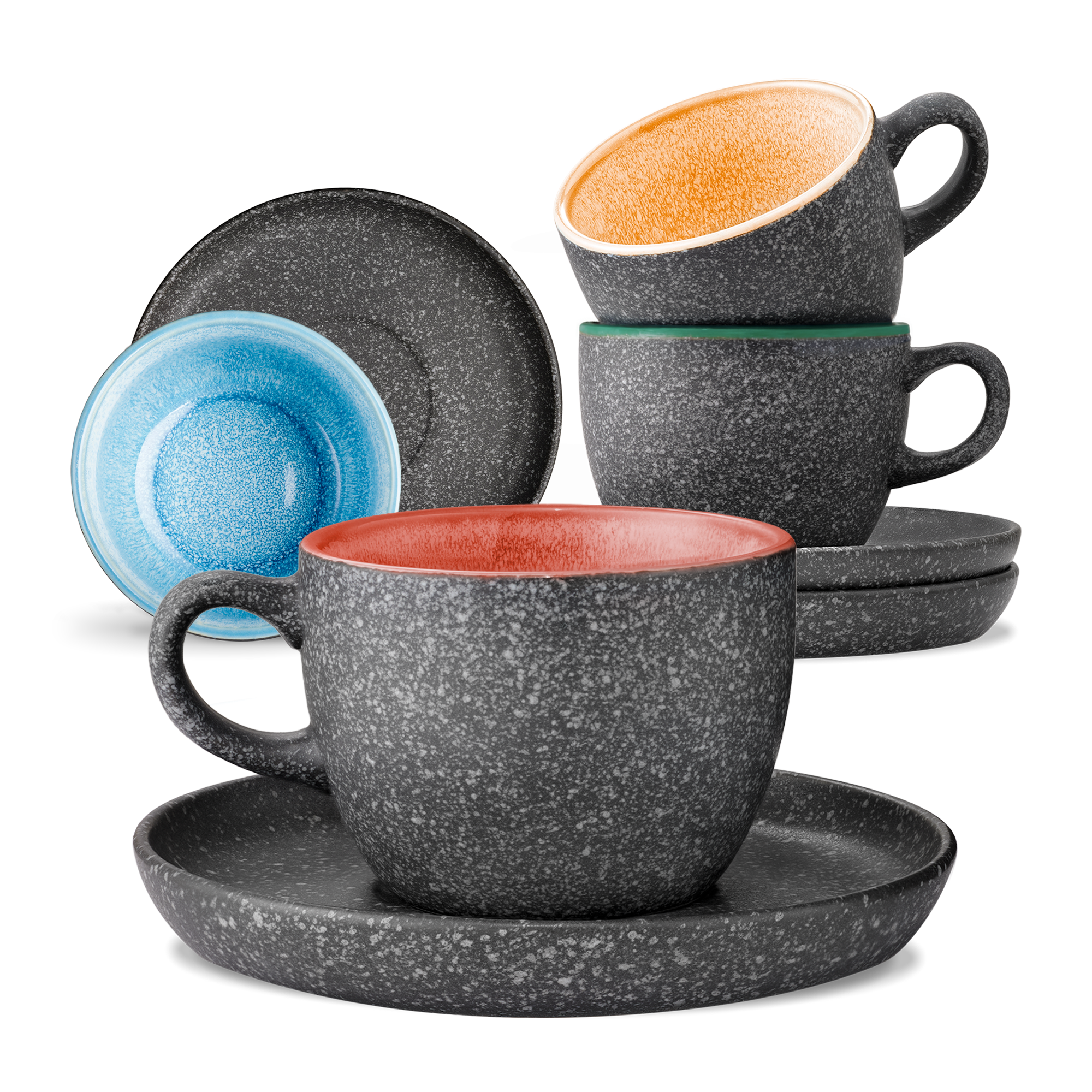 Cosumy Cappuccino-Tassen 4er Set – 200 ml Keramik & Untertassen