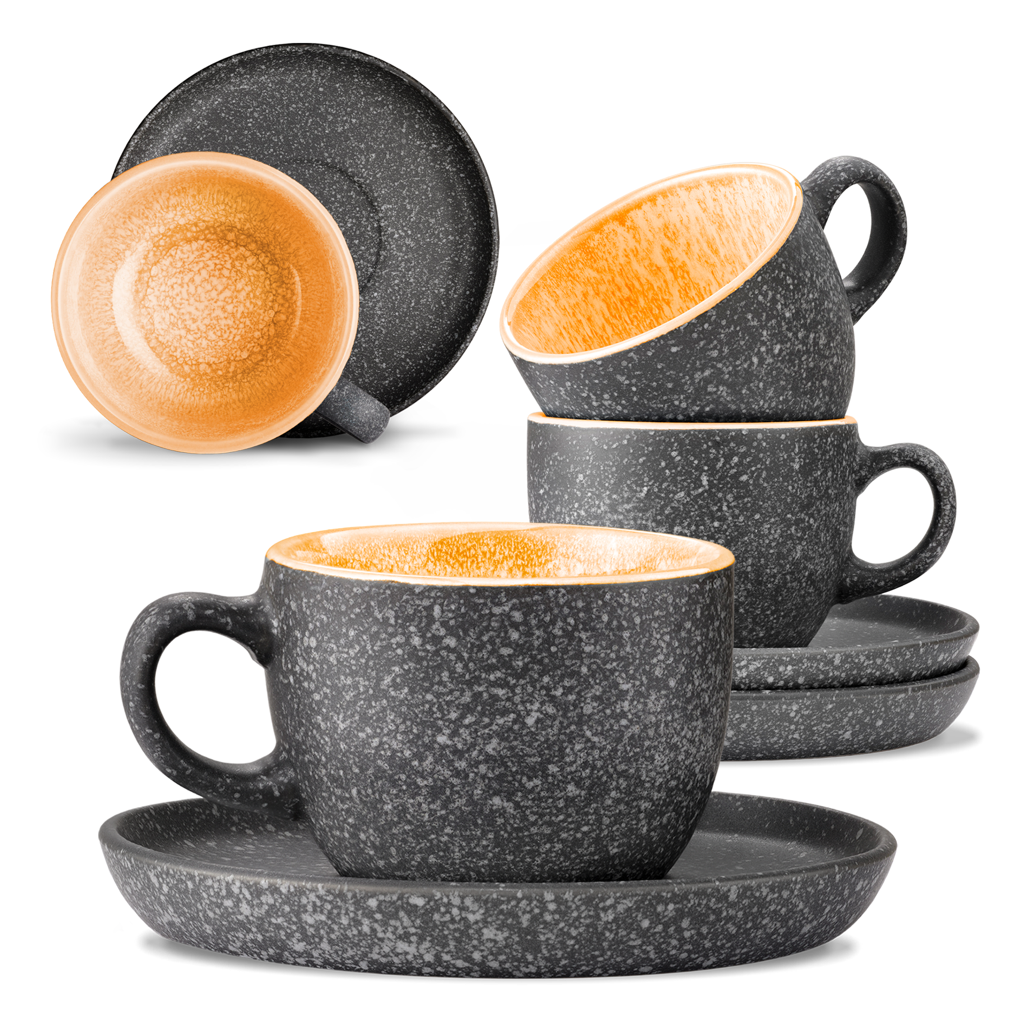 Cosumy Espressotassen 4×90 ml – Keramik & Untertassen, Glasur